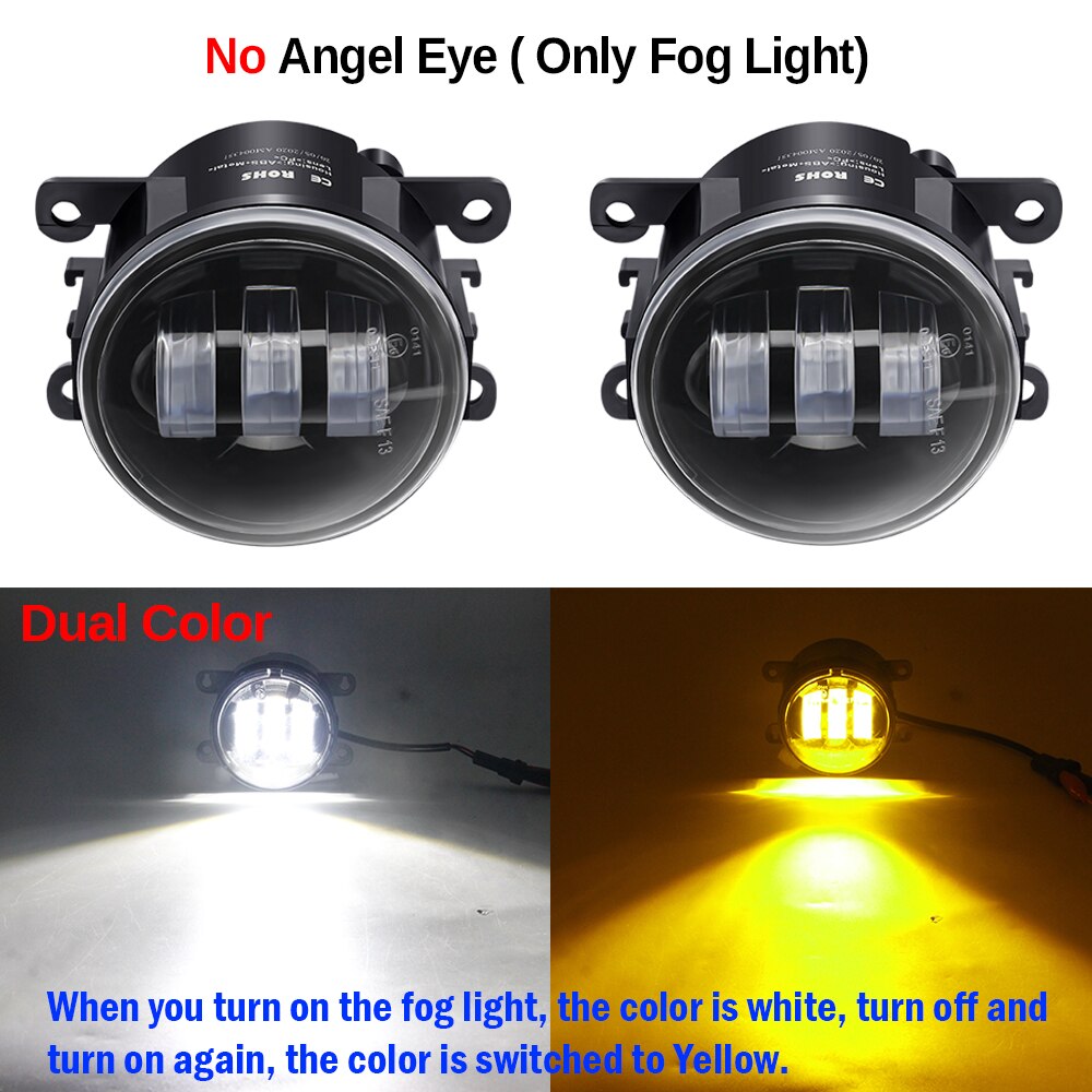 2 X Angel Eye Mistlamp Auto Led Lens Fog Driving Lamp Drl 12V Voor Dacia Duster Solenza Logan sandero Lincoln Mazda Scion FR-S: Dual Color