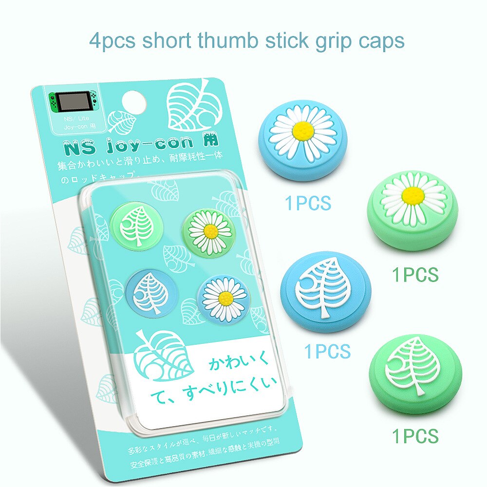 Cute Chrysanthemum Humb Grip Cap Animal Crossing Rocker Caps JoyCon Joystick Cover Shell For Nintendo Switch Accessories: Blue