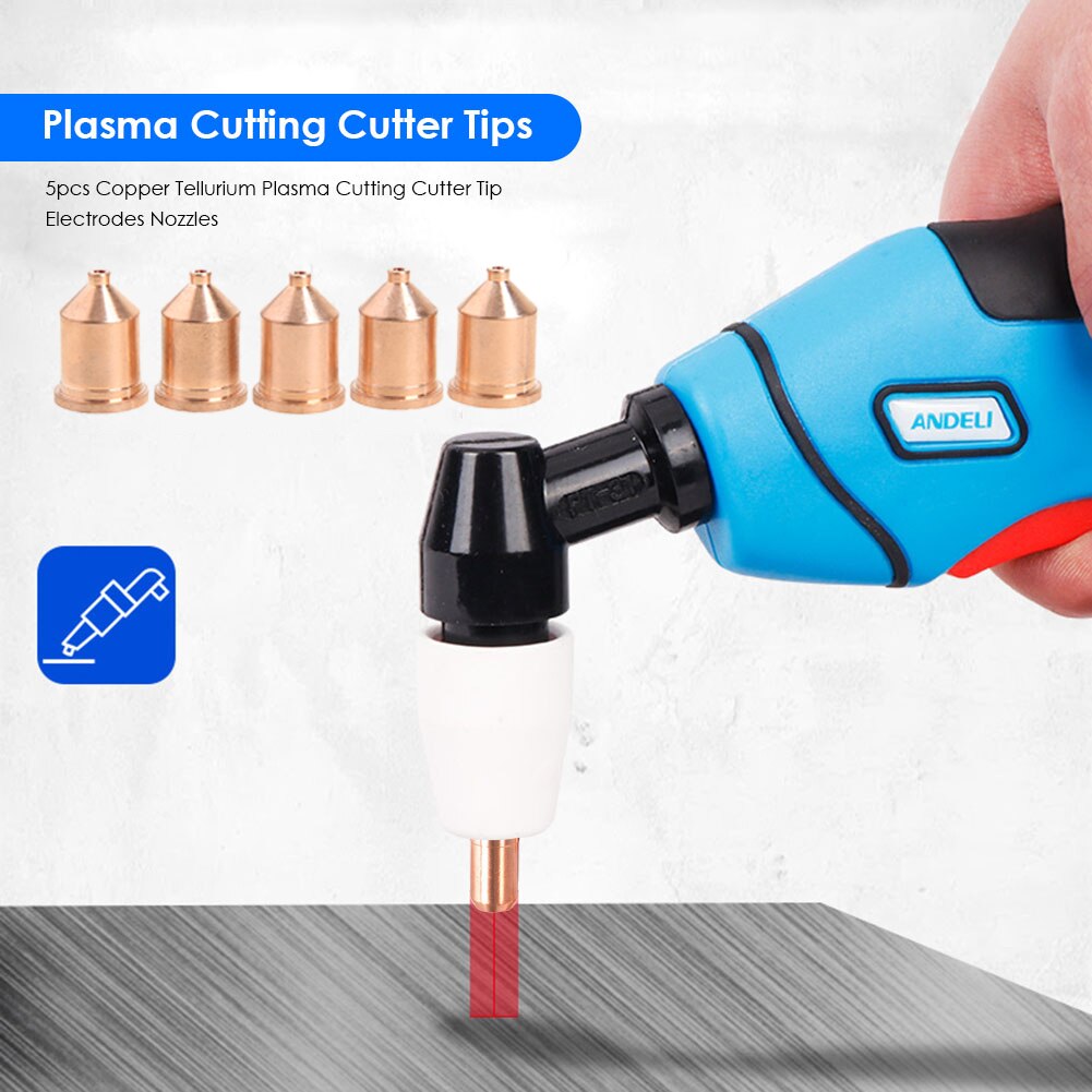 5Pcs Plasma Cutter Torch Electrode Nozzle Tips Set Copper Replacement High Temperature Resistance Parts