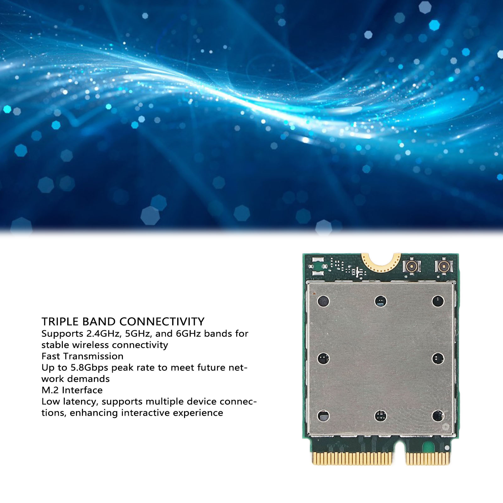 QCNCM865 Wireless Card 5.8Gbps 2.4G 5G 6Ghz Triple Band M.2 Bluetooth 5.3 Wireless 7 Network Adapter Card Module for Win 11