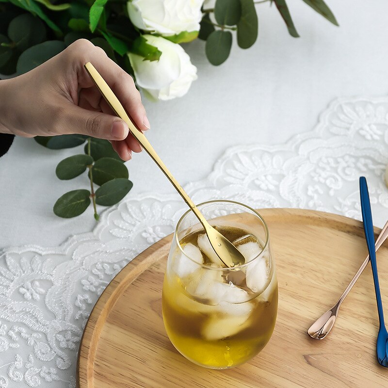15cm 17cm Square Head Food Spoon Stainless Steel Mug Spoons Coffee Stirring Honey Spoon