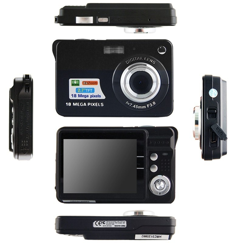 ! 1280*720 HD Mini Digitalkamera 18MP 2,7 "TFT 8x Zoomen Lächeln Anti-Shake-Video Camcorder