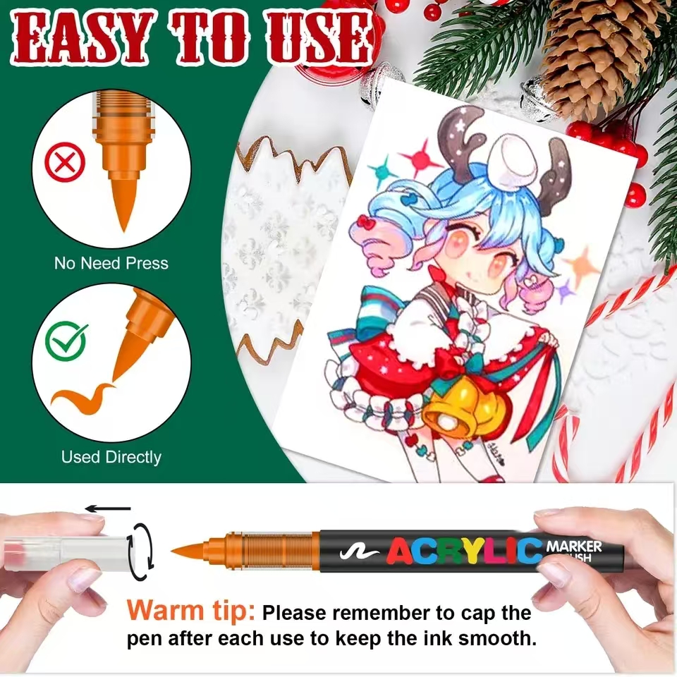 GuangNa-núcleos de repuesto para marcadores de pigmentos acrílicos, puntas dobles suaves, bricolaje para niños, pintura de madera, vidrio, piedra, arte, papelería