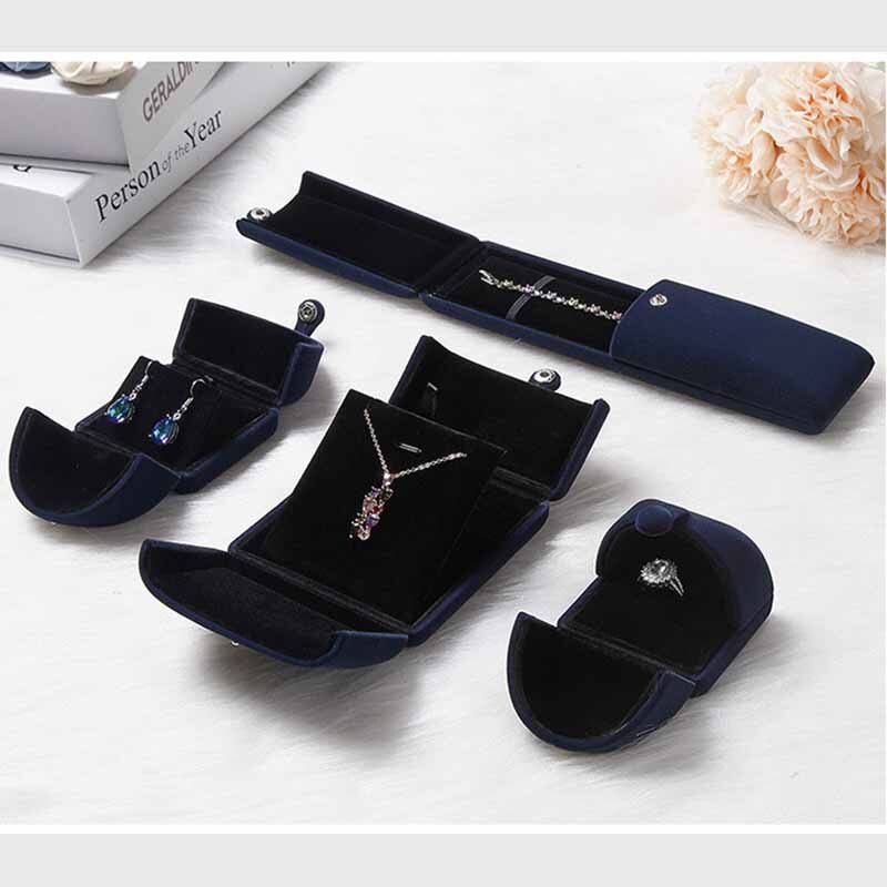 multi color High grade double open jewelry box Velvet Engagement Ring box Wedding Ring&necklace&Earring Boxes