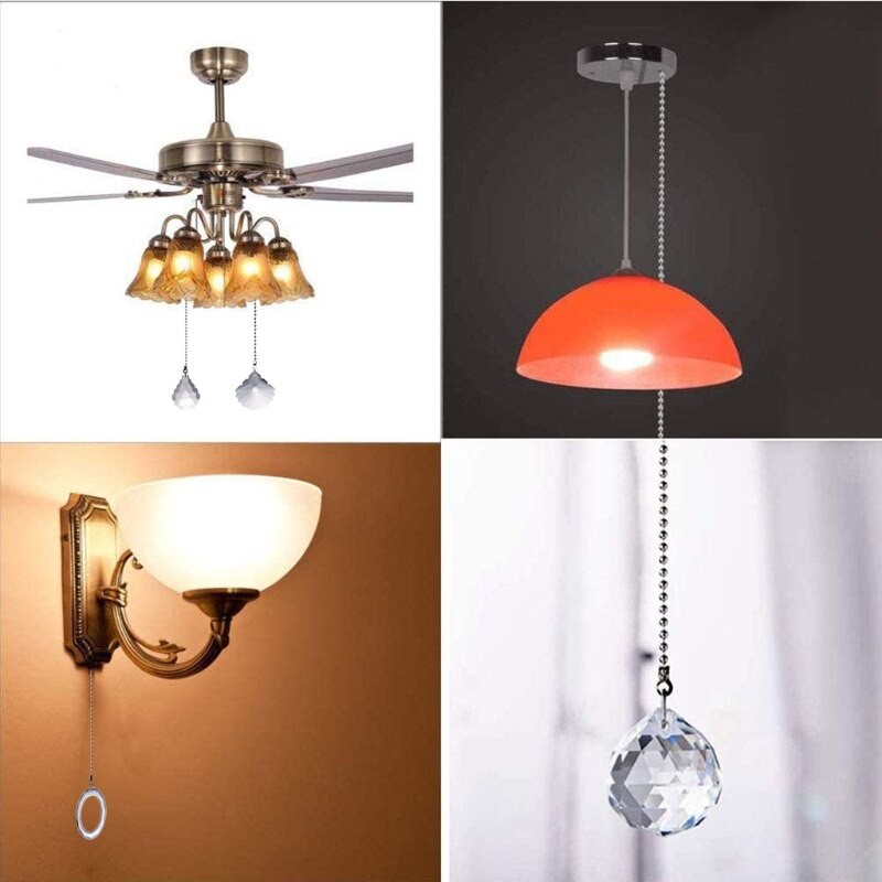 4 Sets Crystal Lamp Pull Chains Ceiling Fan Light Pull Chain Connector Home 95AC