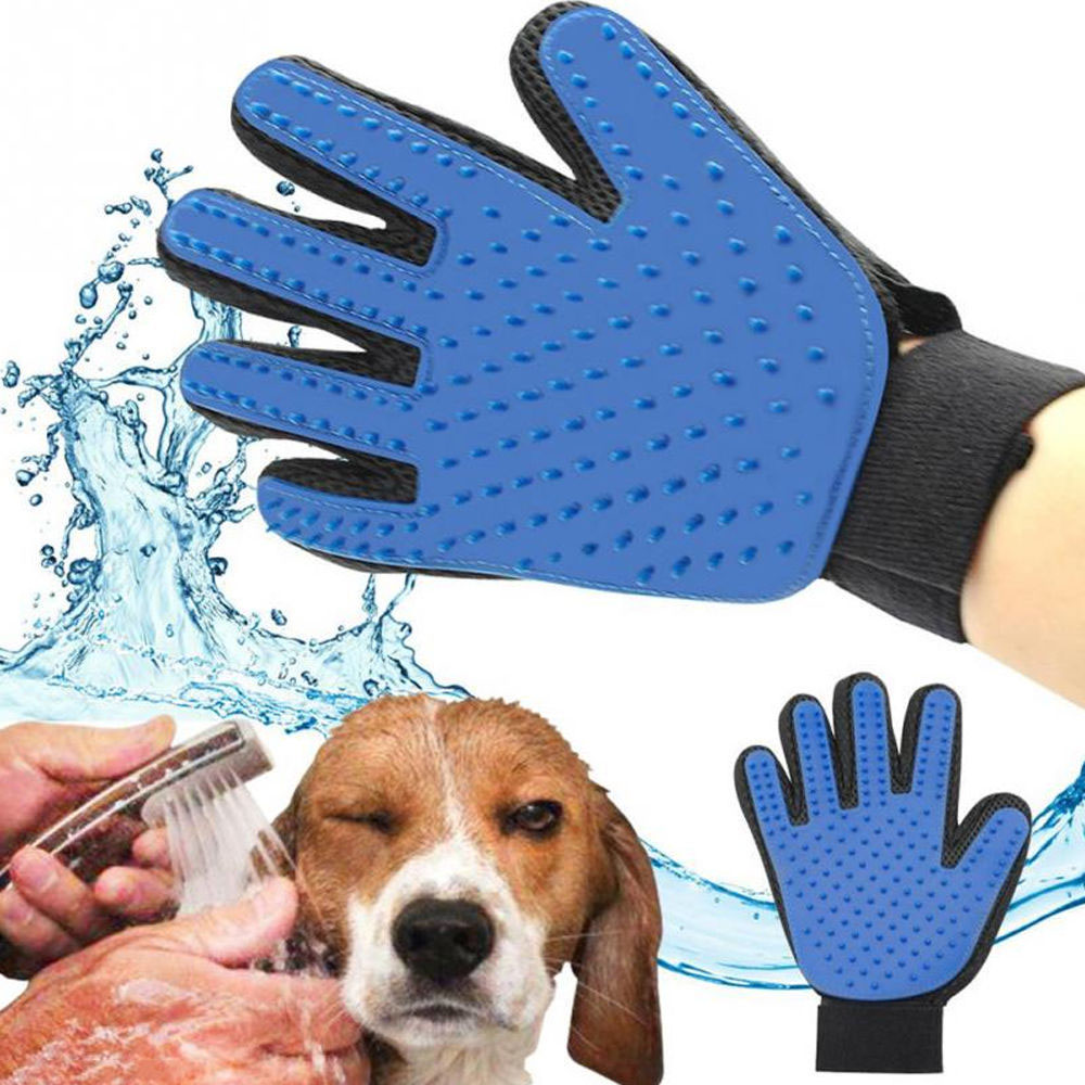 Guante para cepillar mascotas, cepillo de aseo para mascotas, guante de limpieza para perros y gatos, cepillo para quitar el pelo de la mano derecha izquierda, promueve la circulación sanguínea