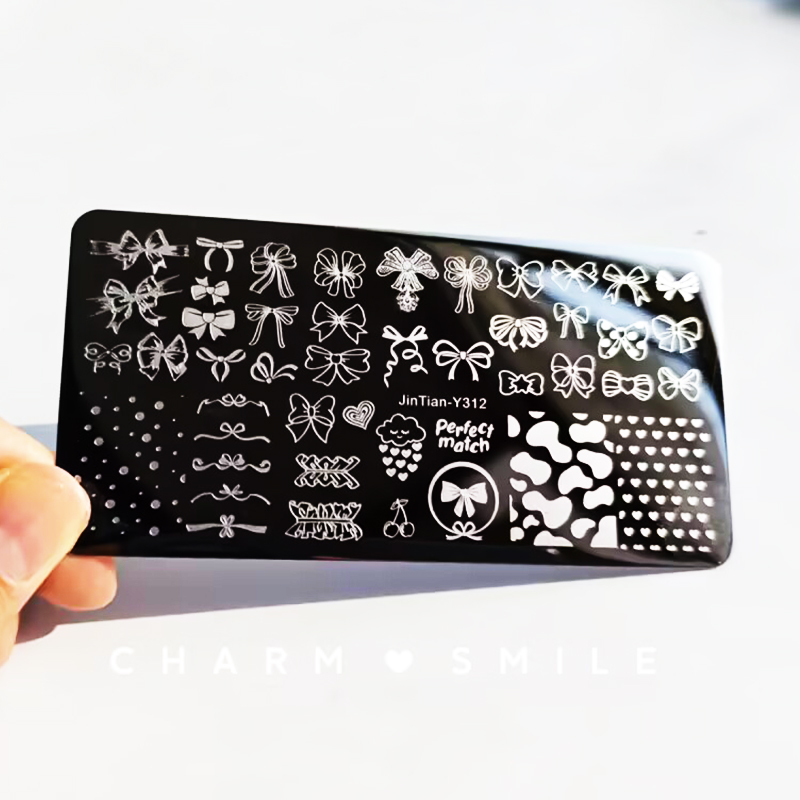 Placas de estampado de uñas con personajes de dibujos animados, amor, Día de San Valentín, estampado de hojas de flores, arco, corazón, plantillas de sellos para uñas, herramientas de decoración de uñas: TRANSPARENT