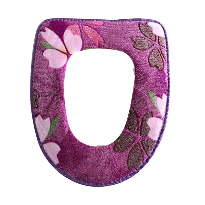 Estampado Floral cálido cómodo Coral terciopelo asiento cubre Pedestal Pan almohadillas decoración de baño 4 opciones de Color