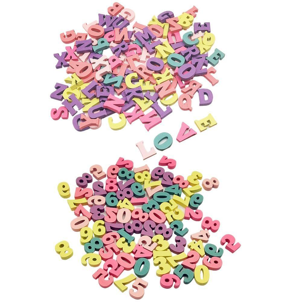 100Pcs Houten Letters Gemengd Thuis Blok Diy Numbers Woord Handgemaakte Alfabet Decoratie Party 15Mm Multi-Gekleurde craft