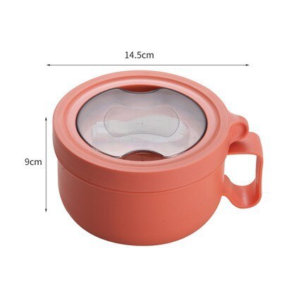 Instant Noodle Bowl Lunch Box 850ML Stainless Steel Keep Warm Insulation Tableware Students School Thermal Lunch Boxes Container: 850ml Orange