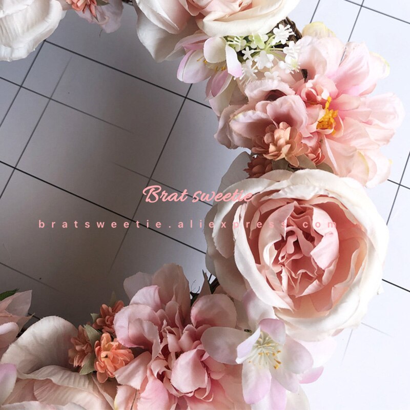 30cm 40cm rosa bröllop blomkrans krans led lampor heminredning prydnadssaker kranshängare jul dörrdekorationer för hemmet