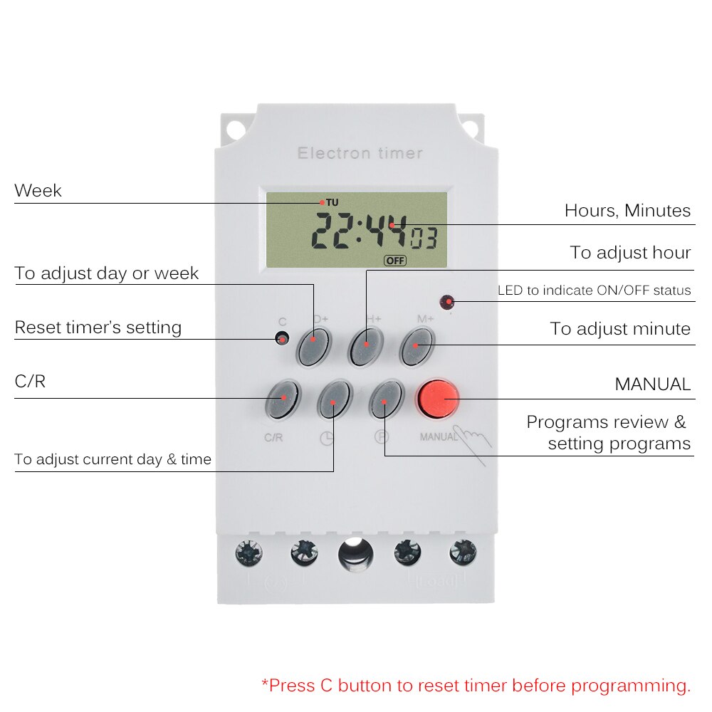 KG316T-II Ac 220V 25A Digitale Programmeerbare Timer Din Rail Elektronische Timer Tijd Schakelaar Controller Met Lcd Display Klok