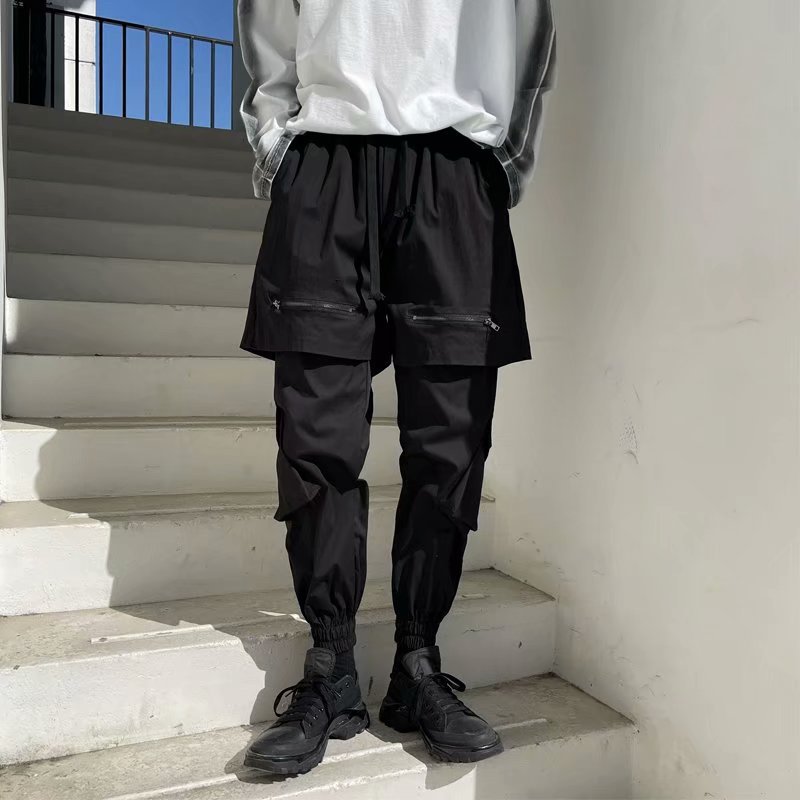 HOUZHOU Black Goth Punk Pants Men Joggers Punk Rave Gothic Trousers Male Techwear Autumn Japanese Streetwear Hip Hop Spliced