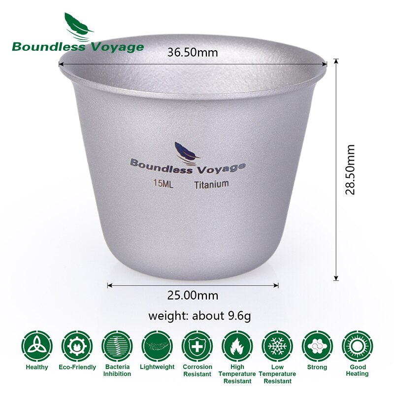 Grenzenlose Reise Titan Mini Wein Tee Sake Tasse Becher draussen Camping Picknick Party Whiskey Glaskolben Krug Getränk
