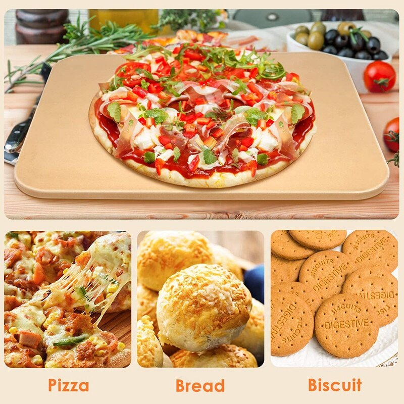 Piedra para Pizza, piedra para hornear, 15x12 pulgadas, cordierita Tuff de ingeniería Rectangular resistente, es muy adecuada para hornos y parrilla