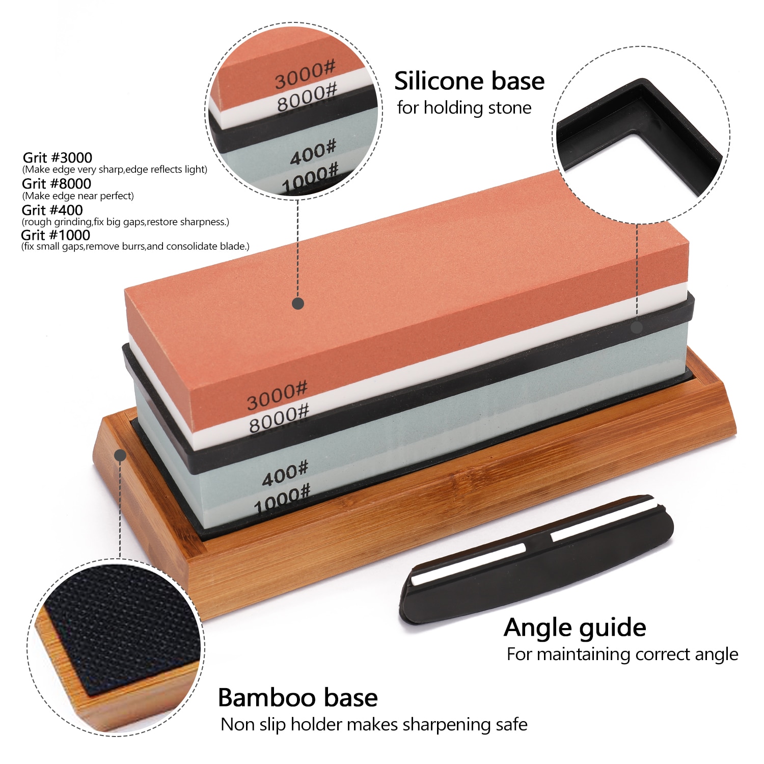 Messenslijper 400/1000 3000/8000 Grit Slijpsteen Professionele Slijpsteen Cut Slijpen Mes Slijpsteen Set Keuken Gereedschap