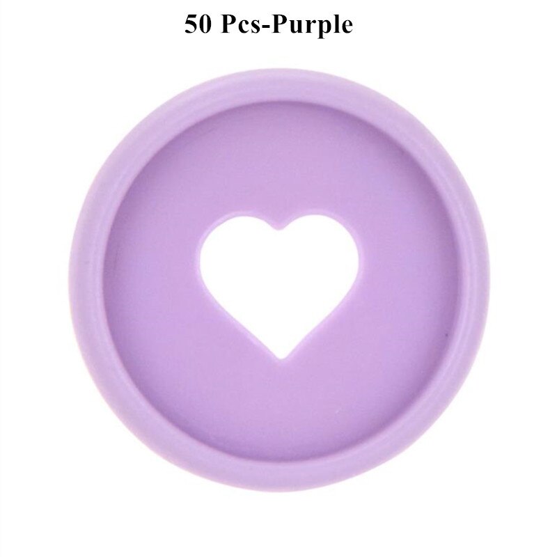 50/100 sztuk stałe pierścień z sercem spoiwa do notebooków 28mm Diy luźny segregator do scrapbookingu Planner dyski A20-S18: 50 Pcs-Purple