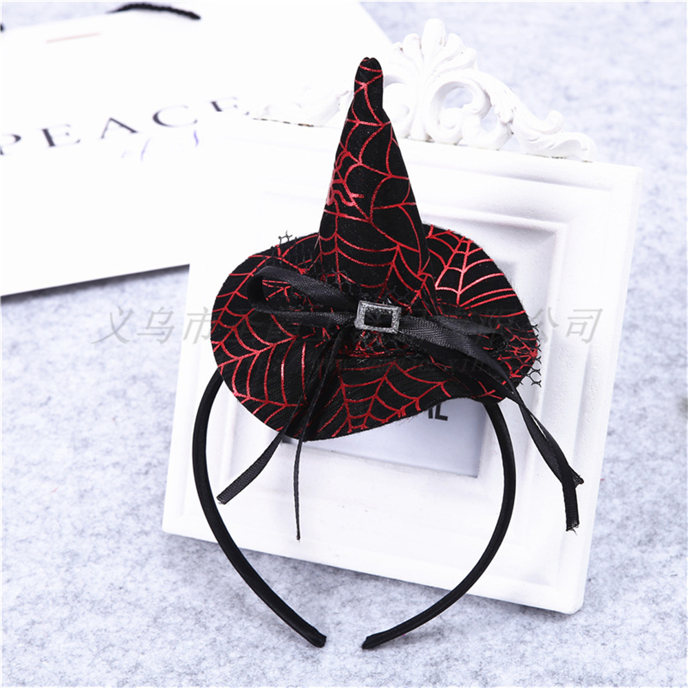 Mini sombrero de bruja puntiagudo, diademas con forma de Calavera, telaraña, calabaza, aros para el cabello para niños y niñas, diademas de Halloween, decoración de Cosplay: Gris oscuro