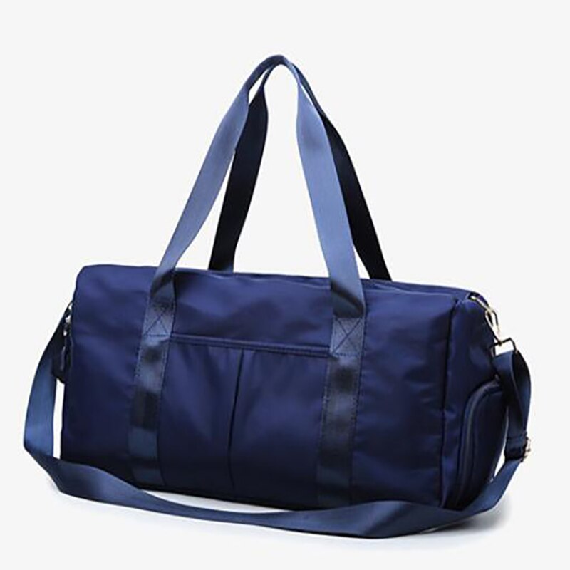 Outdoor Oxford Sports Gym Bags Women Training Fitness Travel Handbag Yoga Mat Sport Bag with shoes Compartment: dark blue