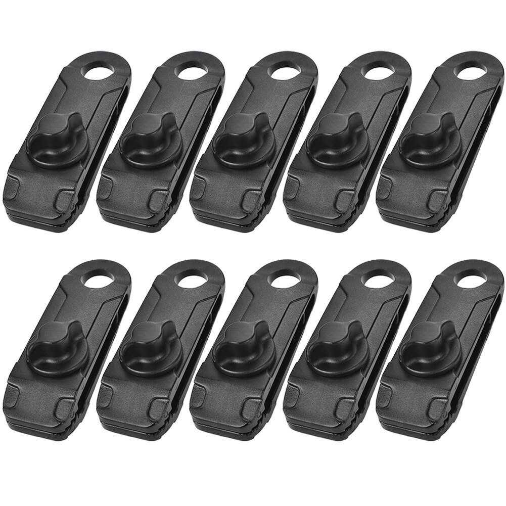 10Pcs Camping Tent Winddicht Herbruikbare Bevestiging Shark Clips Klemmen Draagbare Luifel Luifel Tarp Koord Gesp Spanner Tent Accessoire: Black