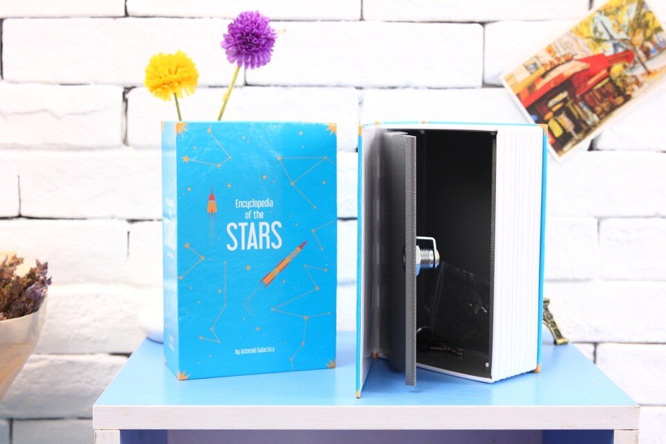 Caja fuerte de seguridad oculta para el hogar y la Oficina, caja fuerte de acero con cerradura de llave, libro de simulación, cajas de viaje, tamaño S, 4 colores, 118x115x55mm: Blue
