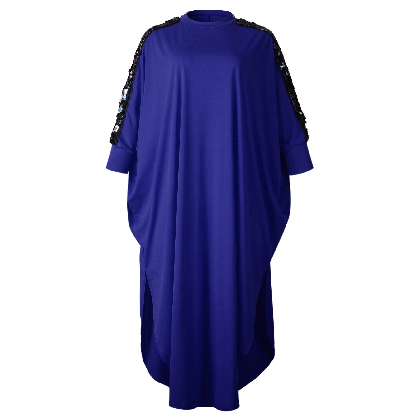Losse Vrouwen Lovertjes Gewaden Jurk Batwing Solid Maxi Lange Femme Vestidos Zomer Herfst Partij Elegante Jurken: Blauw / XL