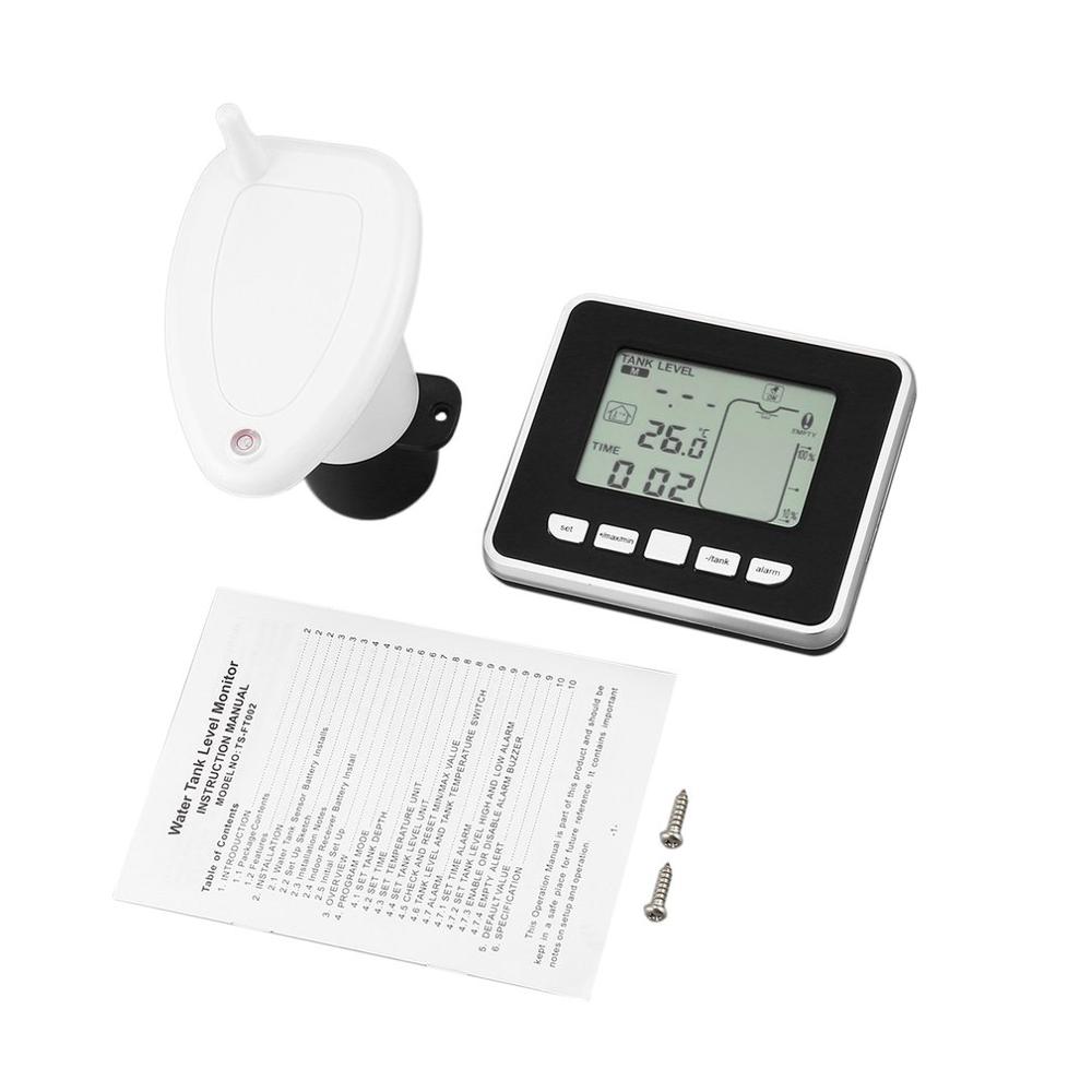 Ultrasonic Wireless Water Tank Liquid Depth Level Meter Sensor with Temperature Display with 3.3 Inch LED Display