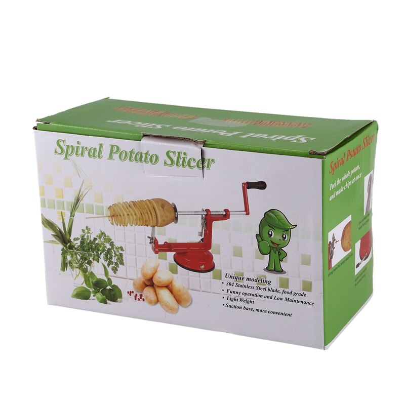 Cortador de patatas en espiral accesorios de cocina de acero inoxidable, máquina de corte Manual, Metal rojo