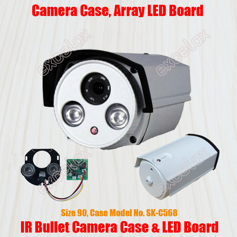 Waterproof Bullet Camera Case & 2x Array LED IR Board Size 90 Aluminum Alloy Casing IP66 Outdoor Housing by Excelax