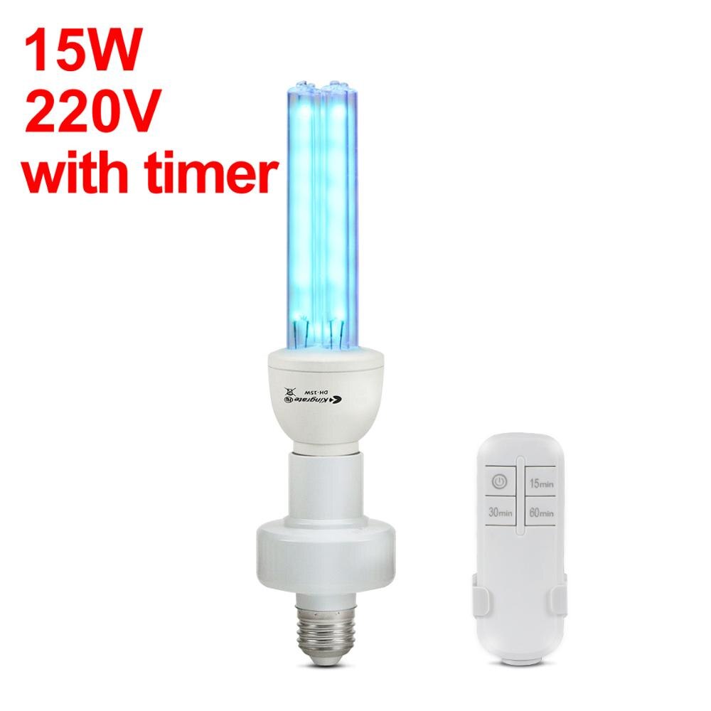Timing Uv Sterilisator E27 15/25W Uvc Lamp Quartz Licht Buis Desinfectie Lamp 110V 220V Ozon UV-C Bacteriedodende Ultraviolette Lampen: 15W 220V With Timer / UVC NO Ozone