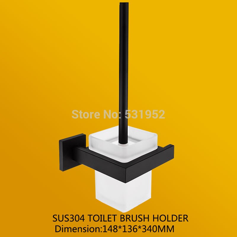 Black Matte Bathroom Accessories Tissue Paper Holder Towel Rail Rack Toilet Brush Holder Toothbrush Holder Toilet Brush Holder
