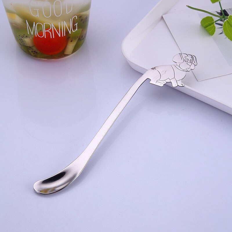 Mode Koffie Lepel Opknoping Lepel Rvs Party Tafel Ornament Thee Koffie Mengen Lepel Servies Leuke Hond Vorm: Zilver / short