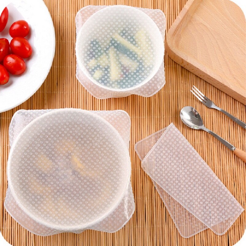 4PCS Silicone Reusable Bowl Covers Food Storage Covers Reusable Veggie Saver Bundle Variety Pack Food Wraps food silicone cover