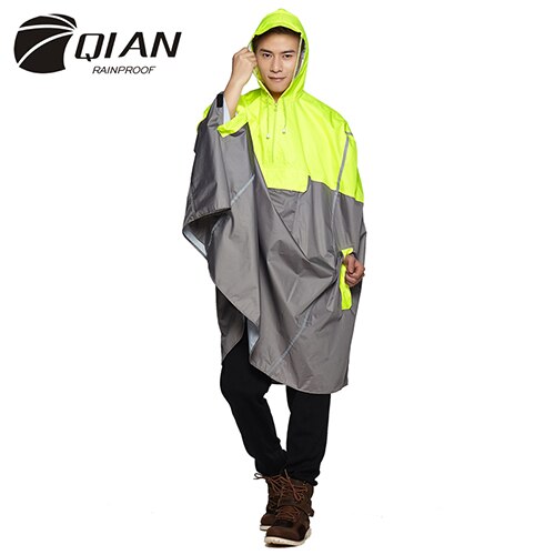 Qian impermeável impermeável ao ar livre moda chuva poncho mochila fita reflexiva design escalada caminhadas viagem capa de chuva: Amarelo