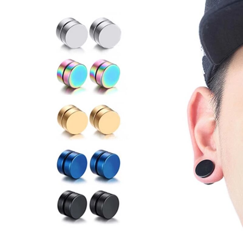 Runde SchöNe Kreis Nicht durchbohren 1PC Starke Magneten Magnet Ohr Mens Clip etwa6mm/8mm/10mm/12mm5 Farben Mädchen Ohrringe