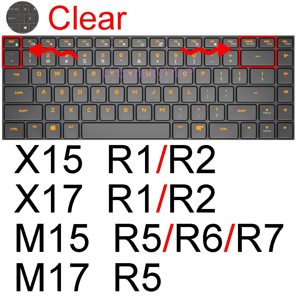 Keyboard Cover for Alienware M15 R7 M17 R5 R6 X14 X15 R1 X17 R2 Area-51m R3 R4 13 14 15 17 18 Protector Skin Case Silicone ALW: Clear X15X17 M15M17