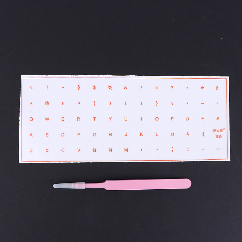 Naklejka na klawiaturę laptopa, pojedyncza folia z pęsetą, niemiecka folia do zrywania, uniwersalna przezroczysta naklejka