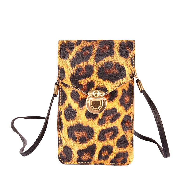 Touch screen mobiltelefon pung smartphone tegnebog læder skulderrem håndtaske kvinder taske leopard gennemsigtig telefon taske: Default Title