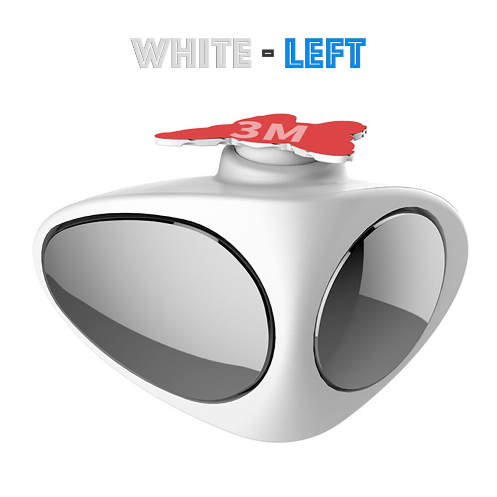 Double Mirror for blind zone on regular car side mirrors, dead zone mirror, spherical car mirror: White Left