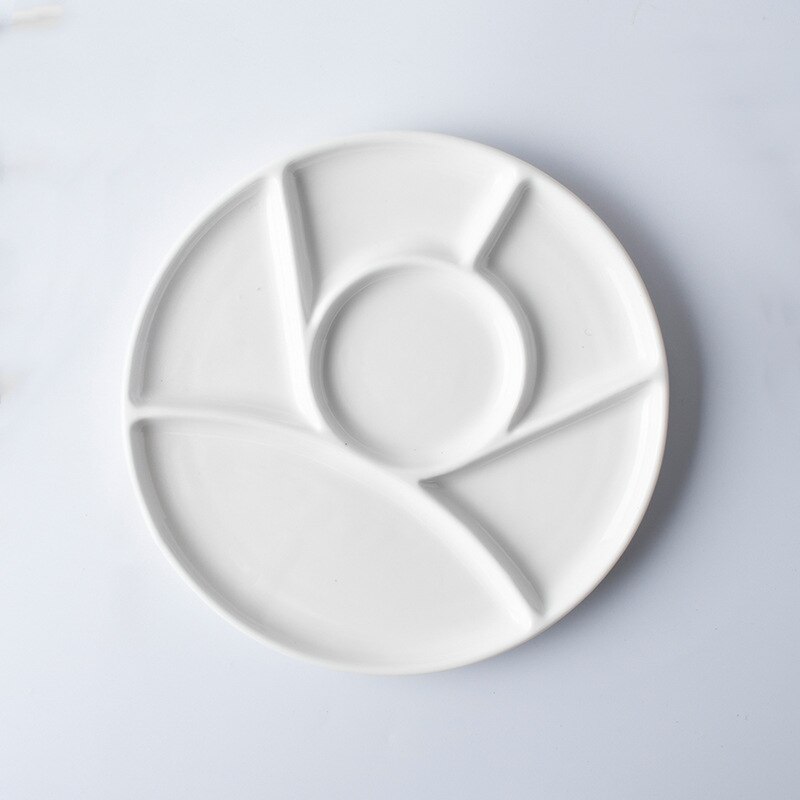 2 Piece Simple Ceramic Multi-grid Palette Watercolor Painting White Porcelain Color Palette Art Supplies: 1pcs-Large palette