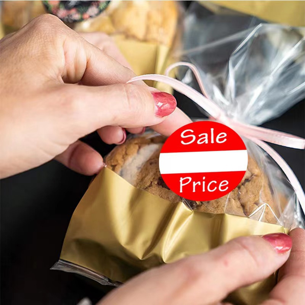 100-500 Uds. Etiquetas adhesivas de precios de venta rojas pegatinas de papel adhesivas redondas para hornear pasteles tienda minorista pegatinas de precios de descuento