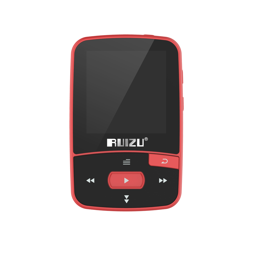 RUIZU X50 8GB 1.5" Bluetooth MP3 Player HiFi Lossless Sound Pedometer FM Radio Recording E-book Time Calendar Music Player: Red
