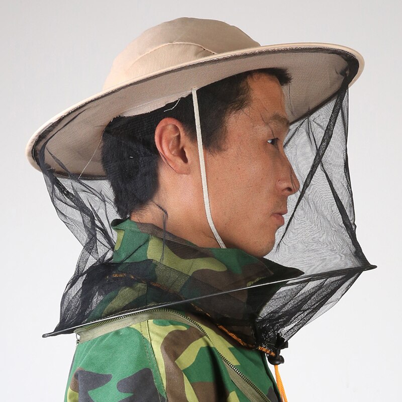 PPE Beige bee hat cap to prevent bee special anti mosquito net hat cap bee beekeeping