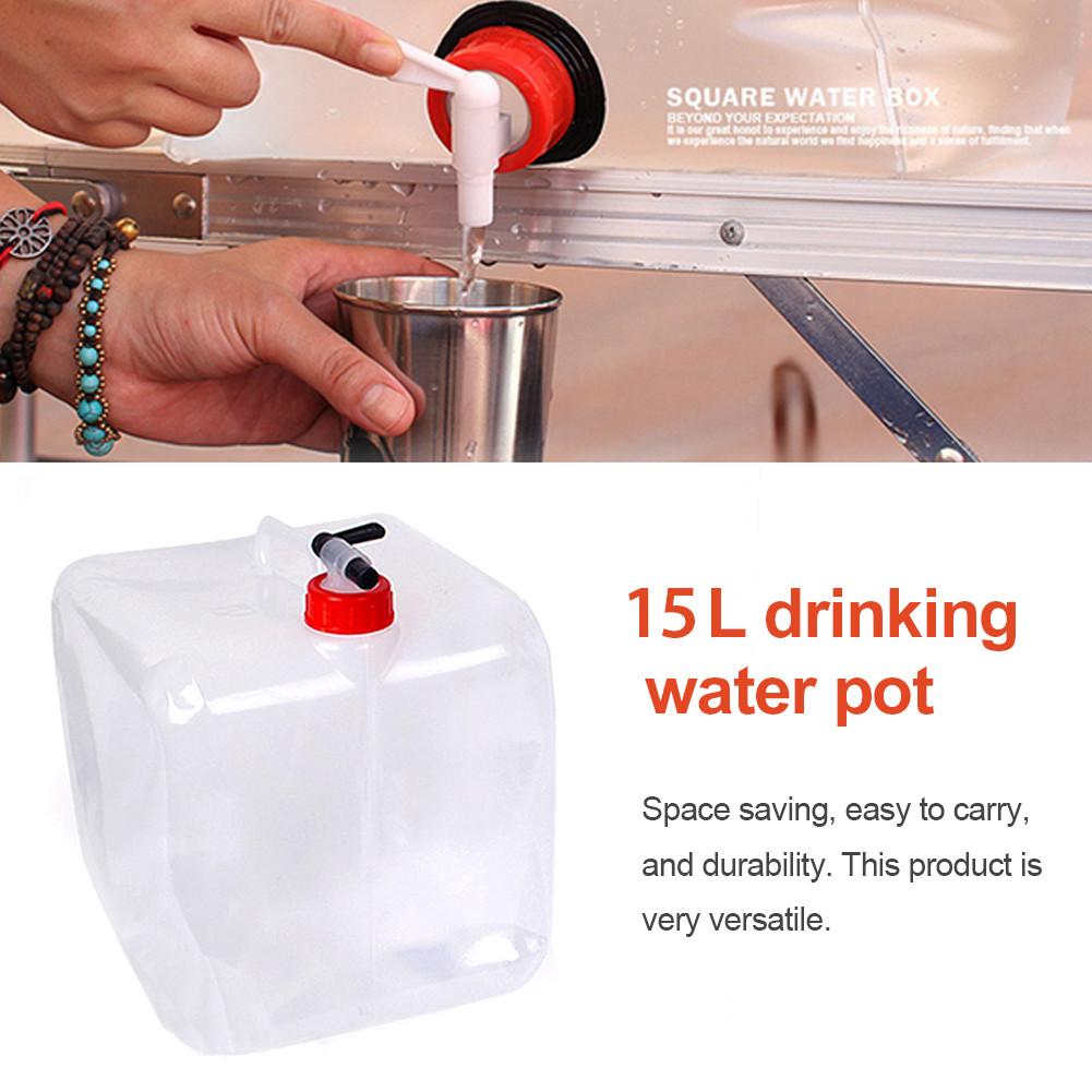 15L Portable Collapsible Large Capacity Water Bottle Container With Spigot Water Storage For Outdoors Hiking Camping Picnic
