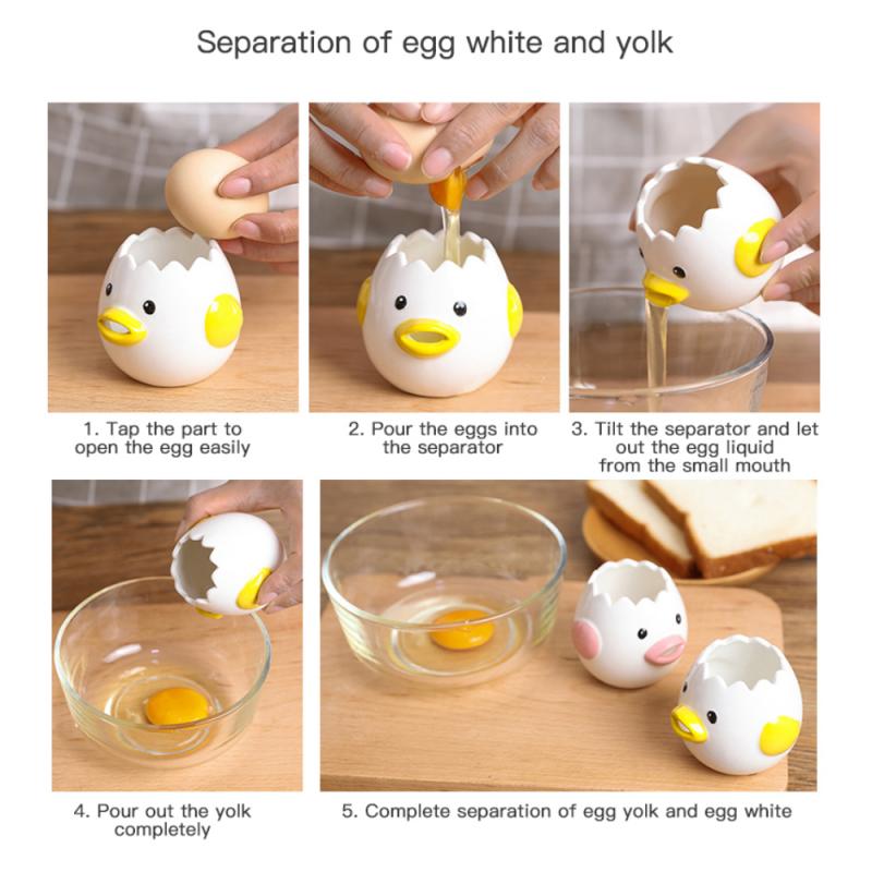 Egg White Separator Kitchen Cooking Tools Ceramic Cartoon Chick Egg Yolk Filtration Tools Easy Clean Kitchen Gadgets