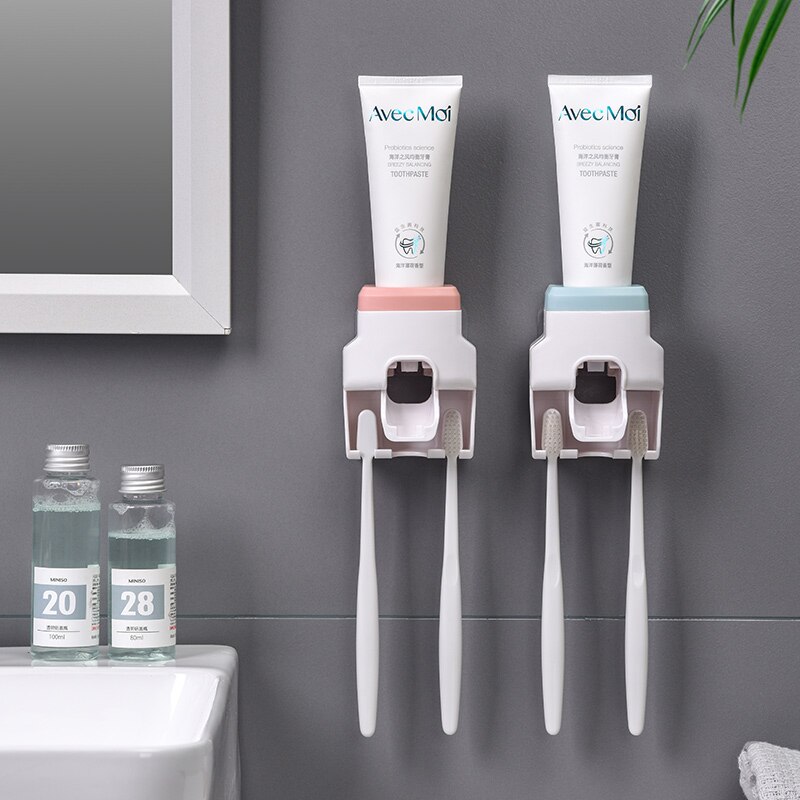 Wall Mount Automatic Toothpaste Dispenser Toothbrush Holder Rack Toothpaste Squeezers Stand Bathroom Accessories Set