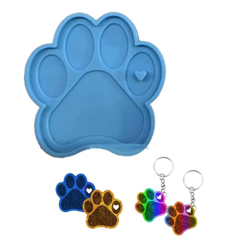 3 sztuk/zestaw Dog Paw Style brelok żywicy epoksydowej formy naszyjnik wisiorek silikonowe formy DIY rzemiosło biżuteria Casting Tool
