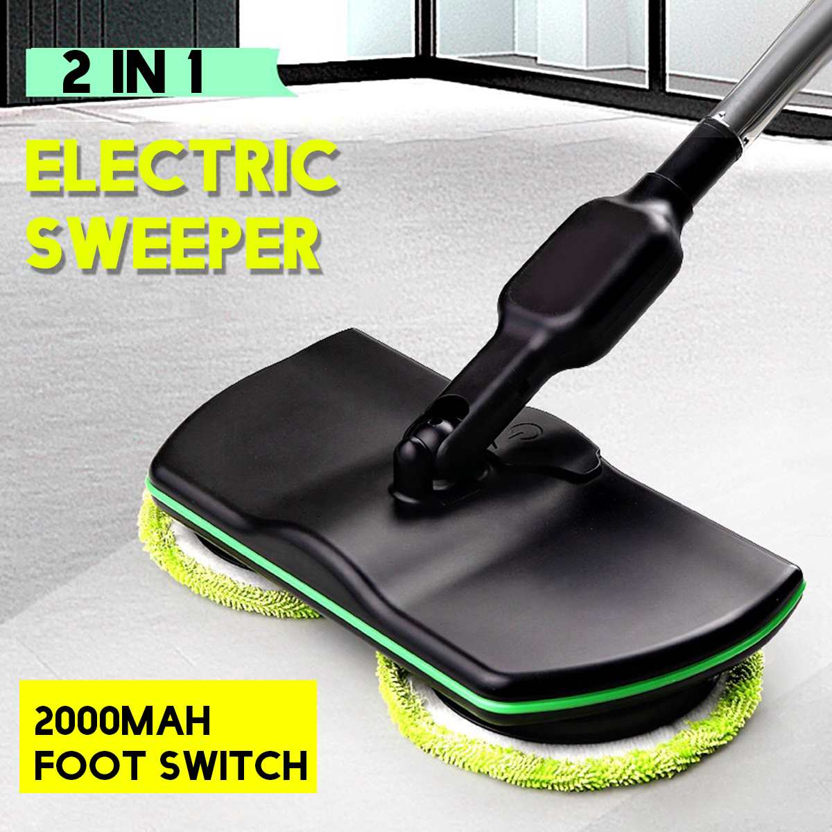 Rechargeable 360 degree Rotation Cordless Floor Cleaner Scrubber Polisher Electric Rotary Mop Microfiber Cleaning Mop for Home