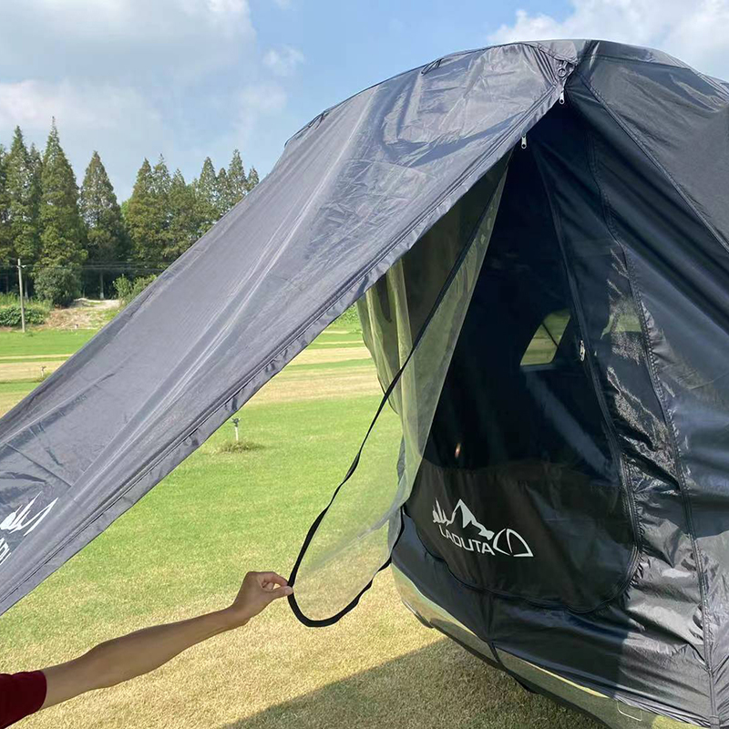 Suv bil bagageutrymme tält baktält självkörande tur grill camping bil svans förlängning tält solskydd regntätt rese bagageutrymme tält: 3 lager svart