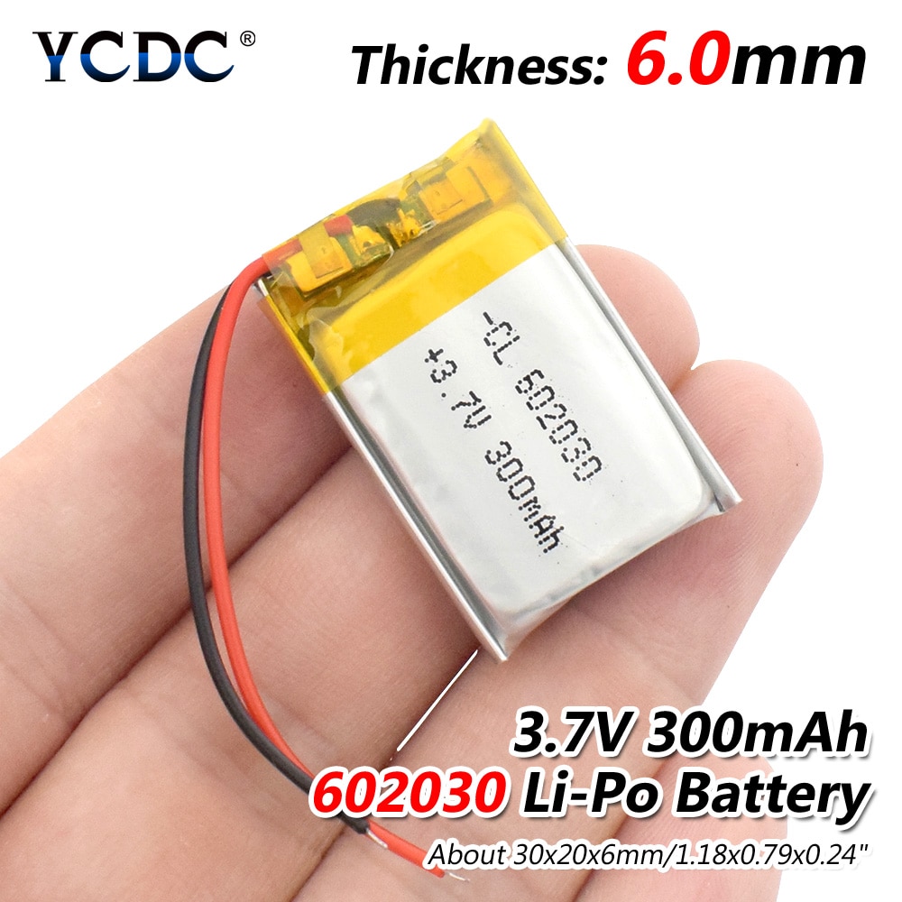 3,7 V 300mAh 602030 polímero de litio li-po Li ion batería recargable Lipo celdas para Altavoz Bluetooth tacógrafo coche DVR Cámara